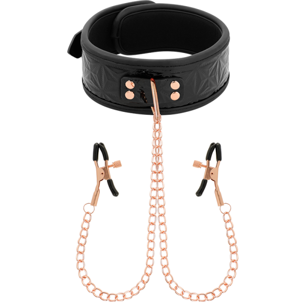 BLACK EDITION COLLAR CON CADENAS Y PINZAS PEZONES CON FORRO DE NEOPRENO