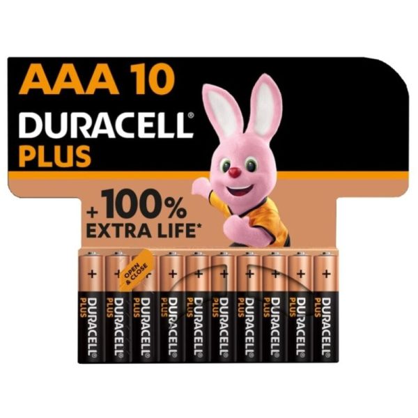 DURACELL - PLUS POWER 100 ALKALINE BATTERY AAA LR03 BLISTER * 10 - Imagen 2