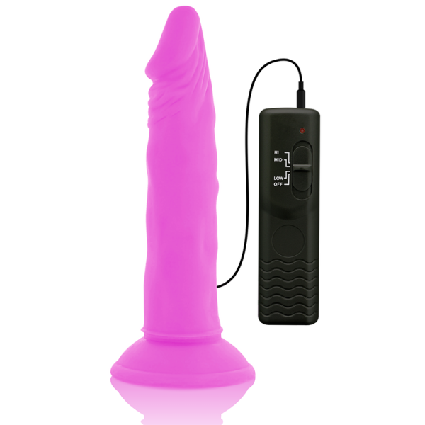 DIVERSIA - DILDO FLEXIBLE CON VIBRACION LILA 23 CM -O- 4.3 CM - Imagen 2