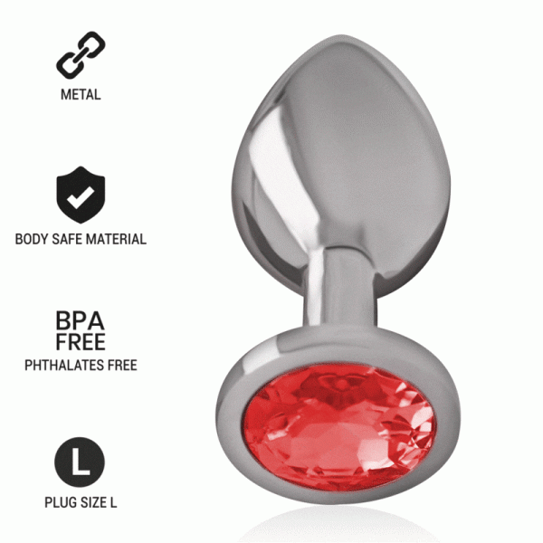 PLUG ANAL METAL ALUMINIO CON CRISTAL ROJO TALLA L - Imagen 2