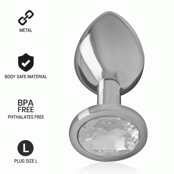PLUG ANAL METAL ALUMINIO CON CRISTAL PLATA TALLA L - Imagen 2
