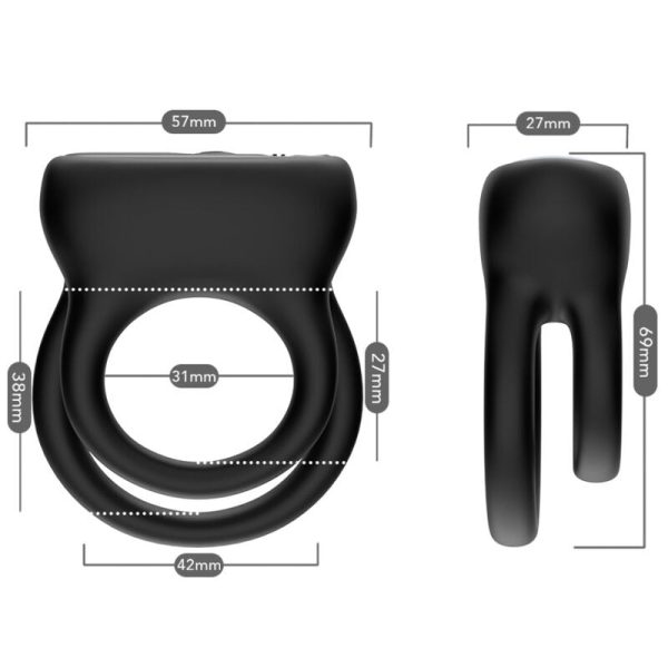 ARMONY - DOBLE ANILLO VIBRADOR NEGRO - Imagen 2
