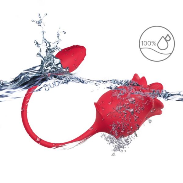 ARMONY - ROSA 2 EN 1 ESTIMULADOR SUCCIÓN & VIBRADOR 10 MODOS CON COLA ROJO - Imagen 2