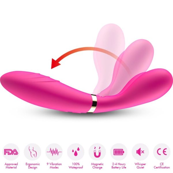 ARMONY - Y-WAND MASAJEADOR & VIBRADOR CABEZA DOBLE FUCSIA - Imagen 2