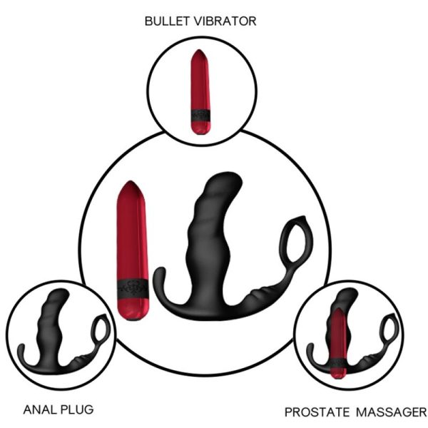 ARMONY - KNIGHT VIBRADOR ANAL PROSTATA & ANILLO CONTROL REMOTO NEGRO - Imagen 2