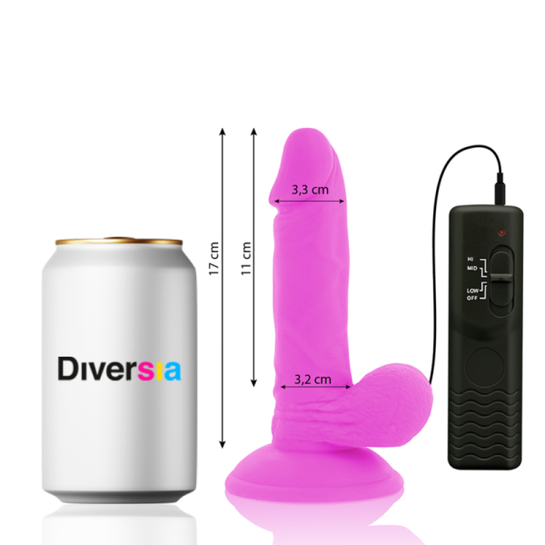 DILDO FLEXIBLE CON VIBRACION MORADO 17 CM -O- 3.3 CM - Imagen 2