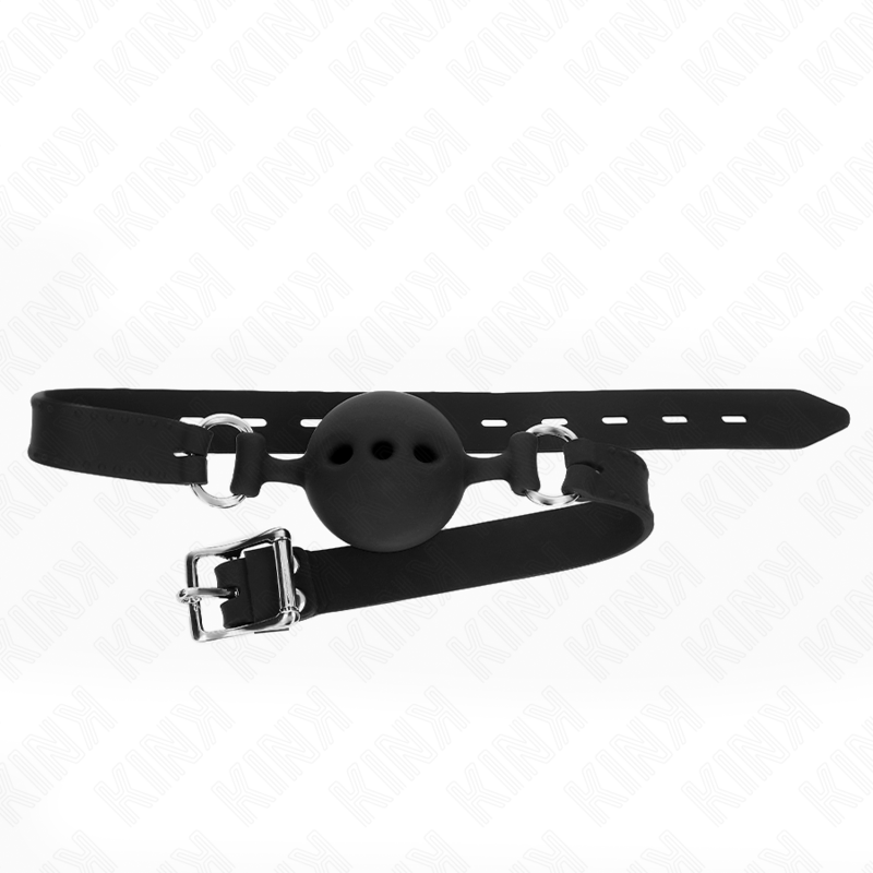 KINK - MORDAZA 55 x 2 CM DE BOLA 5 CM DE SILICONA COMPLETA TALLA L NEGRO AJUSTABLE 35-51 CM - Imagen 2