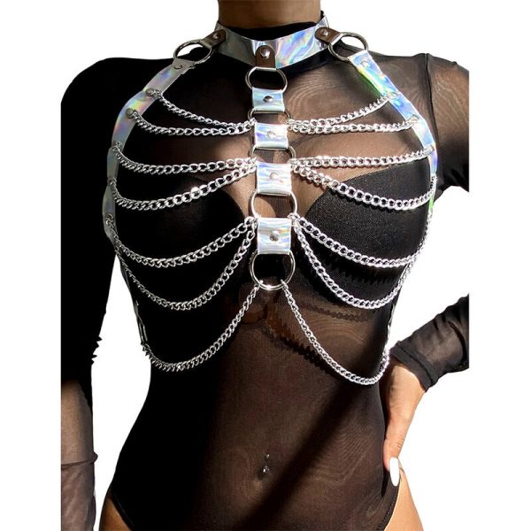 SUBBLIME - 953737 ARNÉS DE PECHO CON ANILLOS Y CADENAS PLATA TALLA ÚNICA - Imagen 2