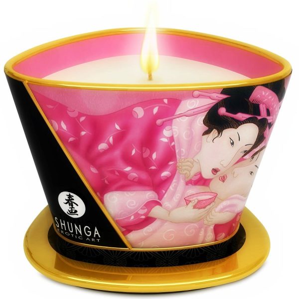 SHUNGA - MINI CARESS BY CANDELIGHT VELA MASAJE ROSAS AFRODISIACAS 170 ML - Imagen 2