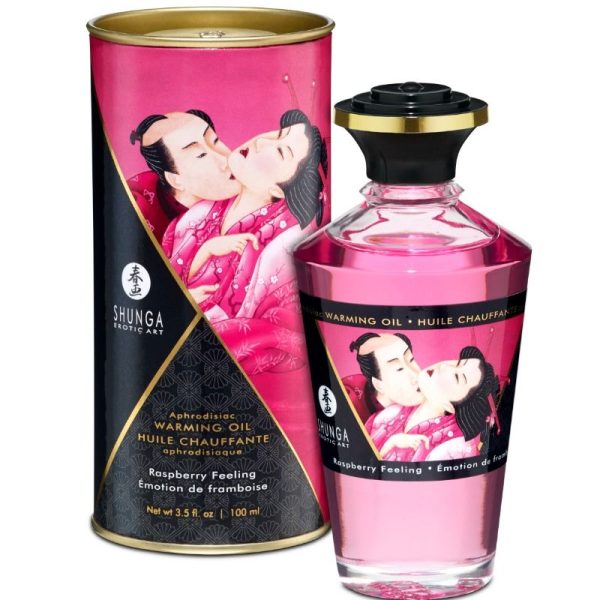 SHUNGA - ACEITE MASAJE EFECTO CALOR SABOR INTENSO FRAMBUESA 100 ML - Imagen 2