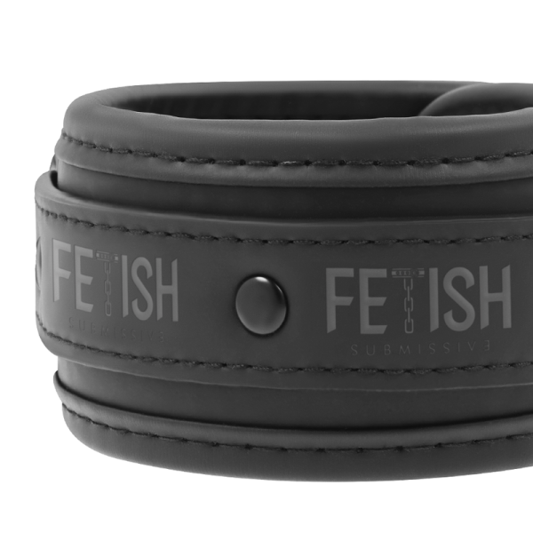 FETISH SUBMISSIVE - COLLAR Y ESPOSAS CUERO VEGANO CON FORRO DE NOPRENO - Imagen 2