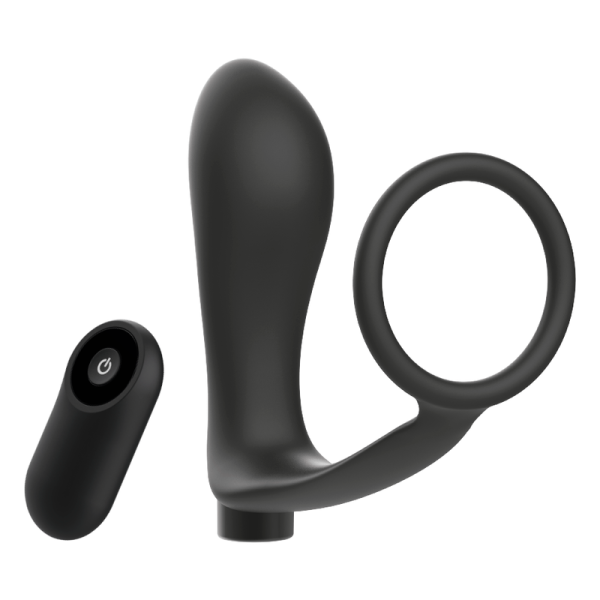 ANILLA PENE CON PLUG ANAL CONTROL REMOTO NEGRO RECARGABLE - Imagen 2