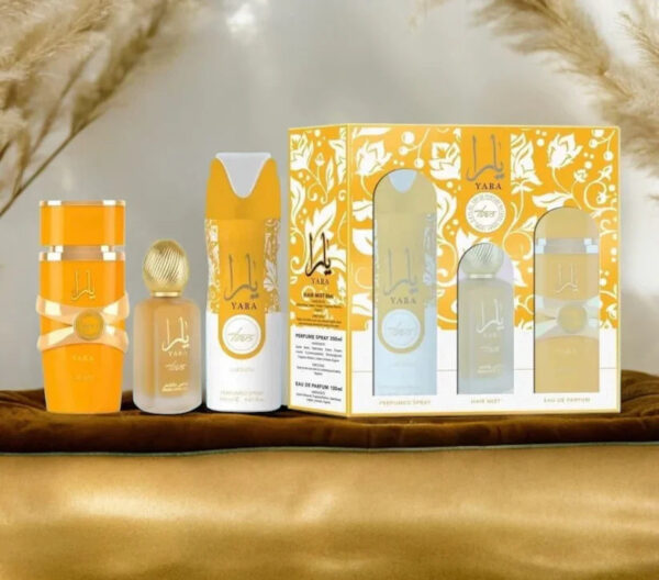 Yara Tous Collection Gift Set 3.4 Oz/100 ml By Lattafa EDP + 1.7 Oz Hair Mist + 6.8 Oz Body Spray - Imagen 3
