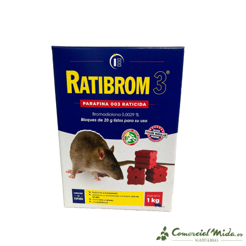 RATIBROM 3 Block Bait con Paraffina contro Ratti e Topi - Imagen 2