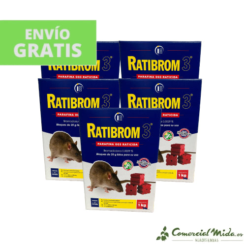 RATIBROM 3 Block Bait con Paraffina contro Ratti e Topi - Imagen 3